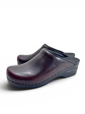 BJORK STELLA Open Back Cabrio Brown Leather Clogs